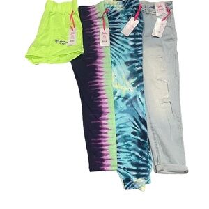 Justice BUNDLE Green short -denim pant - multicolor jogger - black dress 5 pcs 🔥